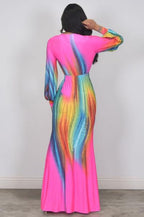 Multi Color Pink Swirl Print Dress
