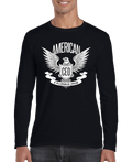 Black long sleeve shirt with a patriotic eagle graphic from American CEO, featuring "E Pluribus Unum".