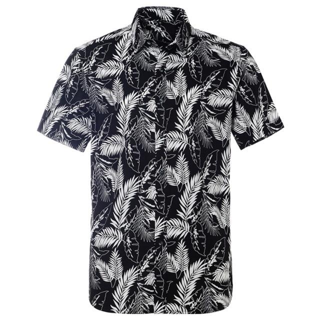 Black Palm Hawaiian Cotton Short Sleeve Shirt