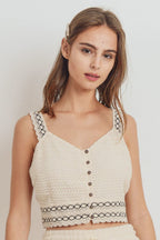 Size Small Knit Laced Buttoned Shoulder Strap Top
