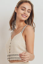 Size Small Knit Laced Buttoned Shoulder Strap Top