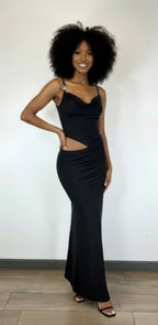 A Cowl Neckline Two-piece Illusion Maxi