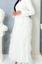 White Side Tulle Detail Dress Jacket