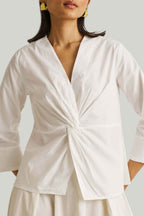 Front Twist Top in White
