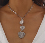 Radiant Spiked Heart Evil Eye Dangler Necklace - Love