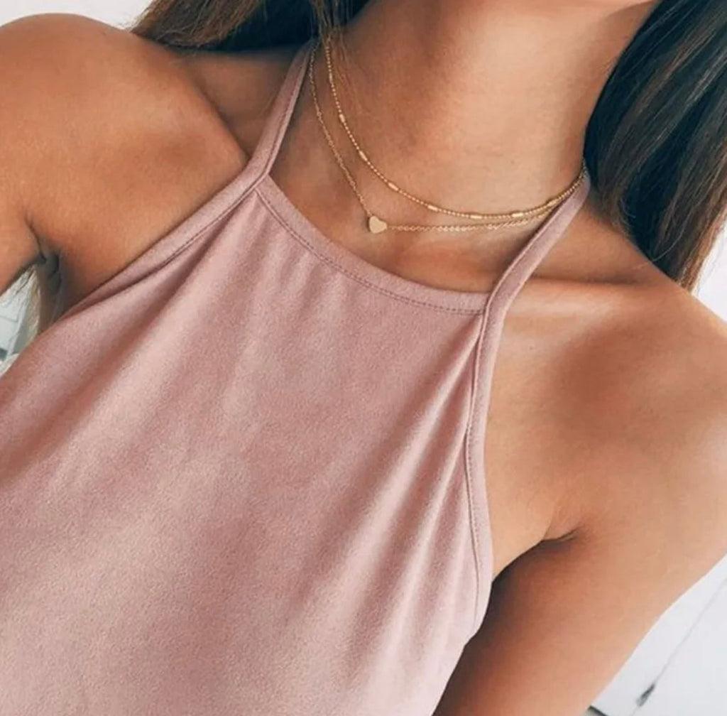 Layered Heart Necklace - Love