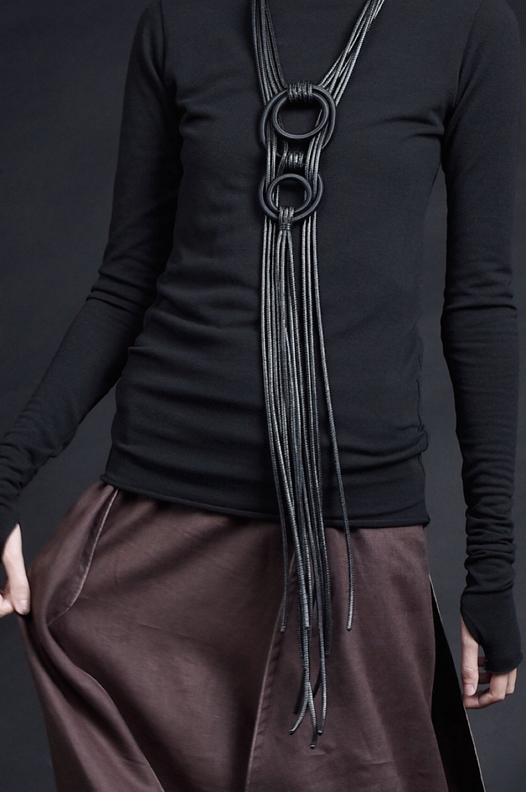 Worn Two Ways Black Leather Necklace