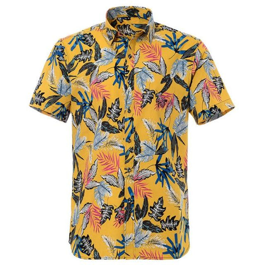 Lemon Palm Hawaiian Cotton Short Sleeve Shirt