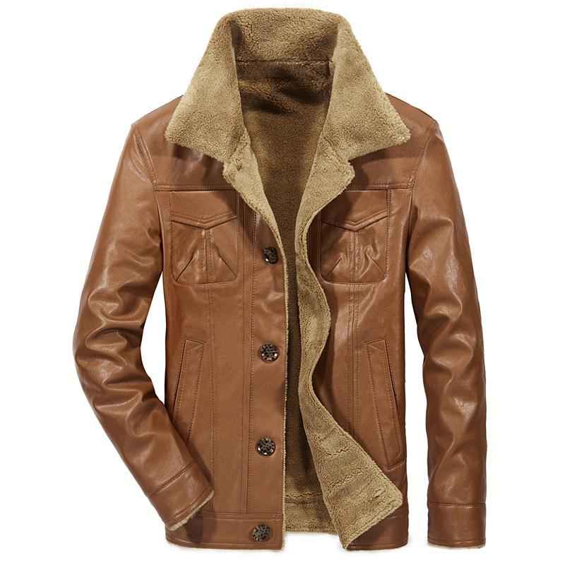Men's Leather Fleece Jacket - 3 Colors