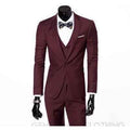 Men's Wine One Button Slim Fit Suit - Three Piece