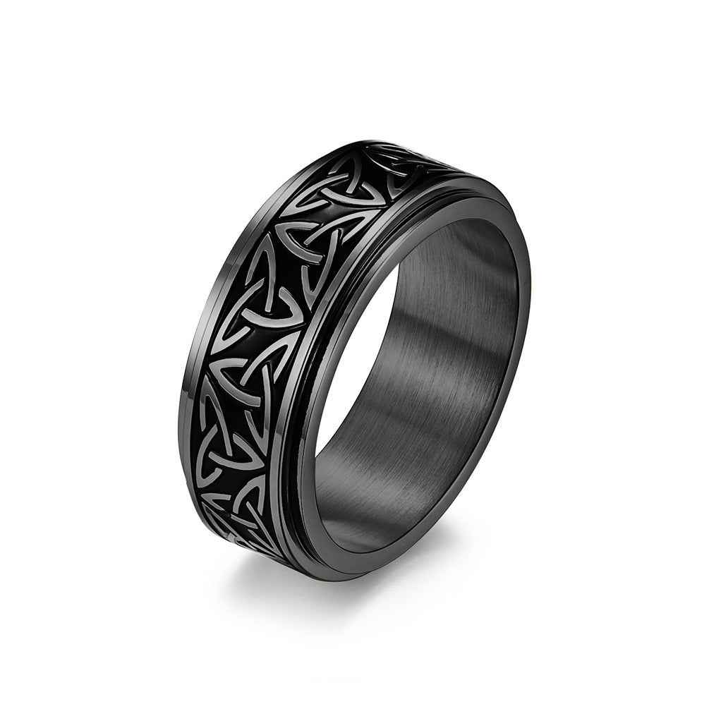 Nordic Norwegian Viking Triangle Rotatable Titanium Steel Ring