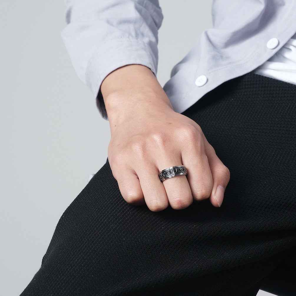 Nordic Norwegian Viking Triangle Rotatable Titanium Steel Ring