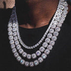 Stacking Ice Sugar Chain Zirconia Necklace and Bracelet Set in Gold or White Gold