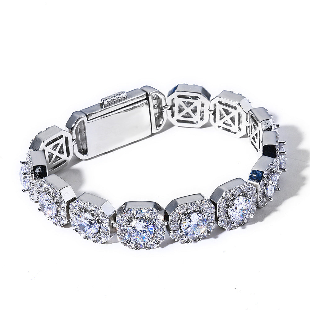 Stacking Ice Sugar Chain Zirconia Necklace and Bracelet Set in Gold or White Gold