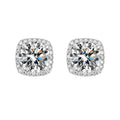 S925 Magnetic Multicolor Moissanite Square Halo Stud Earrings for Men Women,  0.5/1ct Round Cut, Inlaid Magnetic Earrings Non-Piercing Clip On Stud Earring