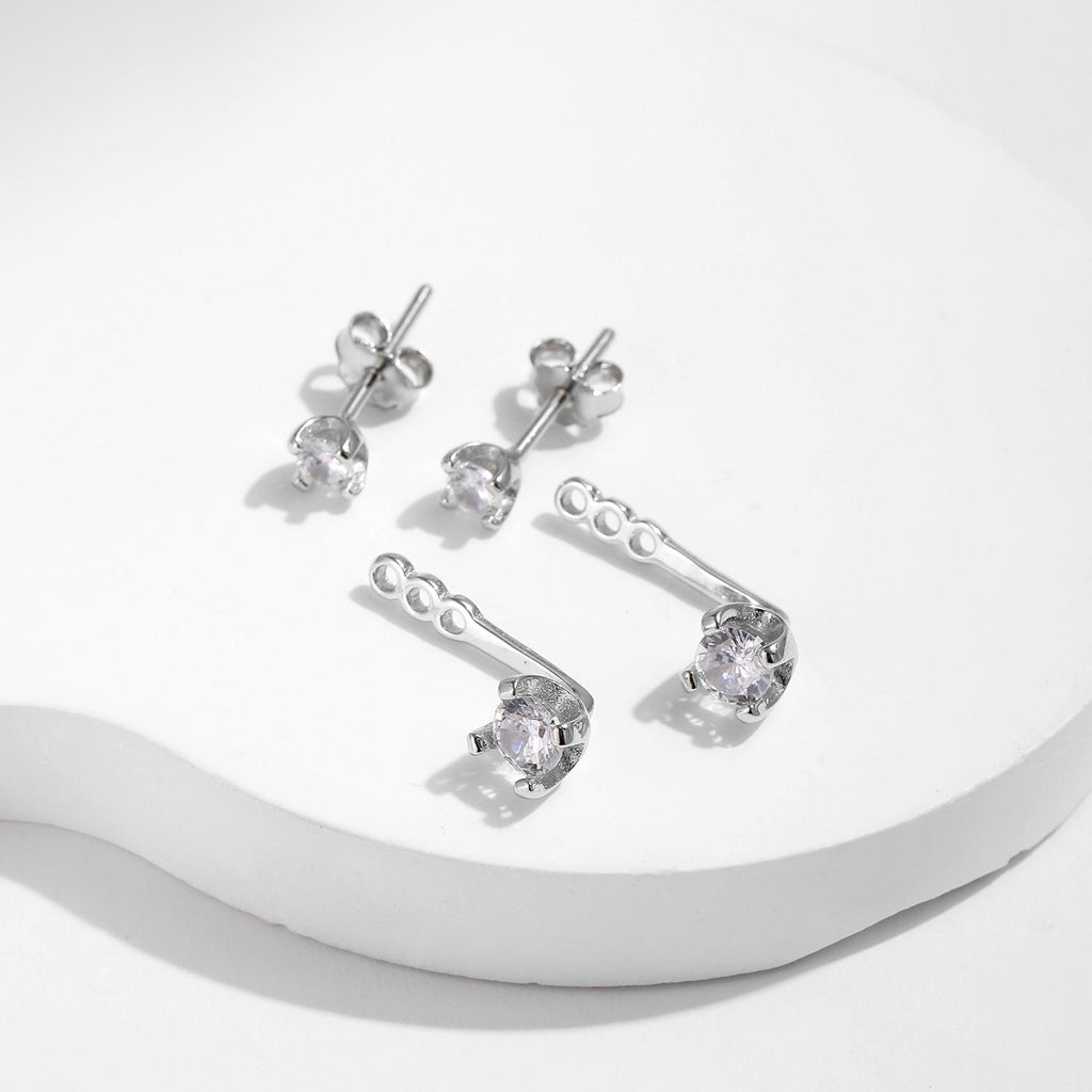 Geometric Diamond-Accented Sterling Silver Hoop Earrings for Women