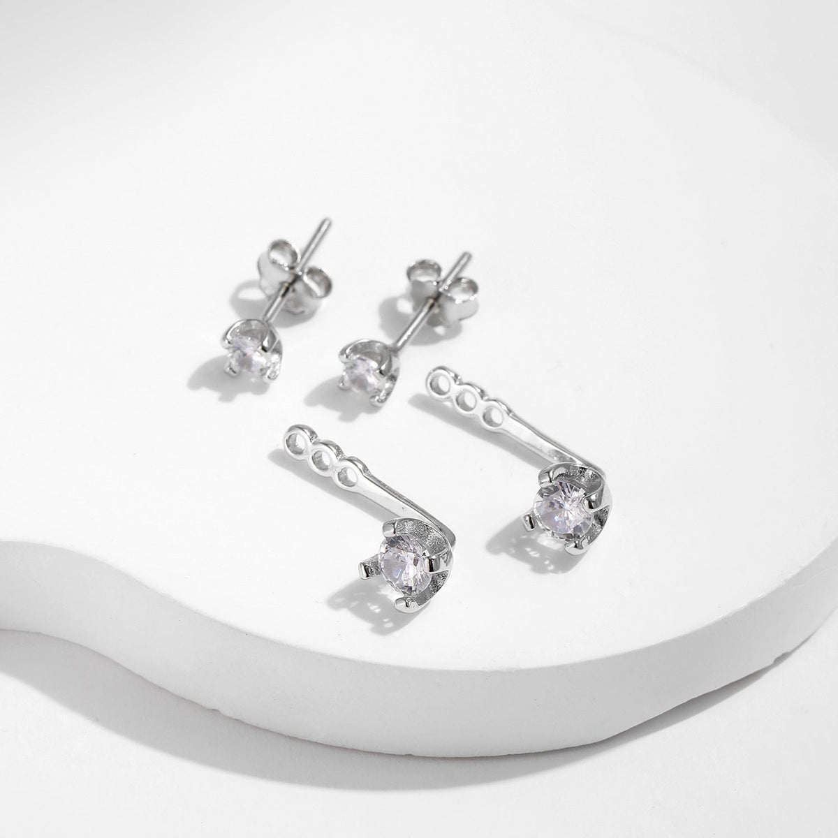 Geometric Diamond-Accented Sterling Silver Hoop Earrings for Women