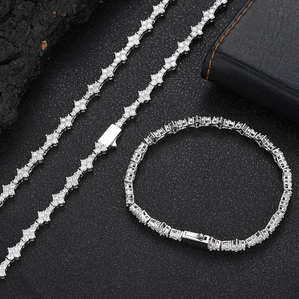 Tennis Chain Necklace with Zirconia Stones in Gold or White Gold – Hip Hop Style