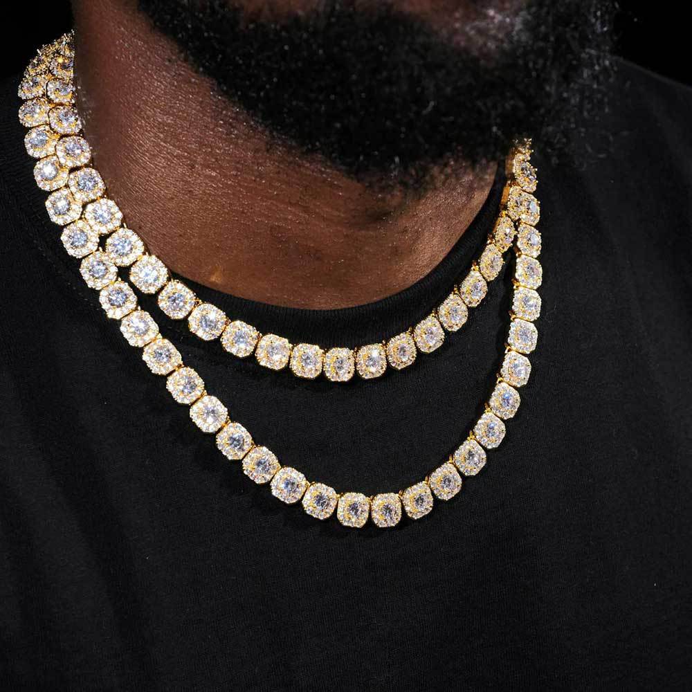 Stacking Ice Sugar Chain Zirconia Necklace and Bracelet Set in Gold or White Gold