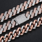 Triple-Row Diamond-Cut Cuban Chain Necklace with Cubic Zirconia Accents – Bold Hip Hop Style