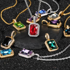 Geometric Hip Hop Necklace with Cubic Zirconia Stones in Gold or White Gold