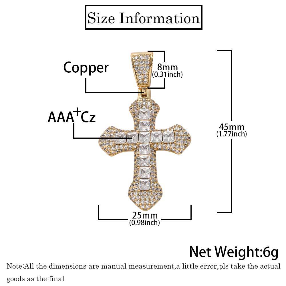 Geometric Cross Pendant Necklace with Cubic Zirconia Stones in Gold, White Gold, or Dual-Tone Finish
