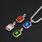 Geometric Hip Hop Necklace with Cubic Zirconia Stones in Gold or White Gold