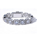 Stacking Geometric Zirconia-Set Hip Hop Chain Bracelet in Gold or White Gold – 10mm or 12mm Width