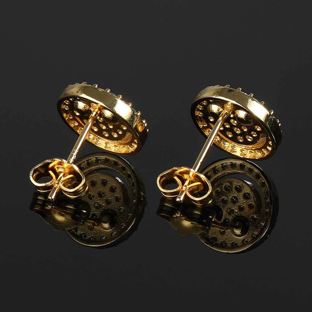 Smiling Face Zirconia Stud Earrings in Gold or White Gold Plated Brass with 925 Sterling Silver Posts