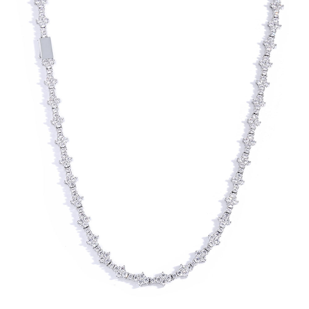 Tennis Chain Necklace with Zirconia Stones in Gold or White Gold – Hip Hop Style
