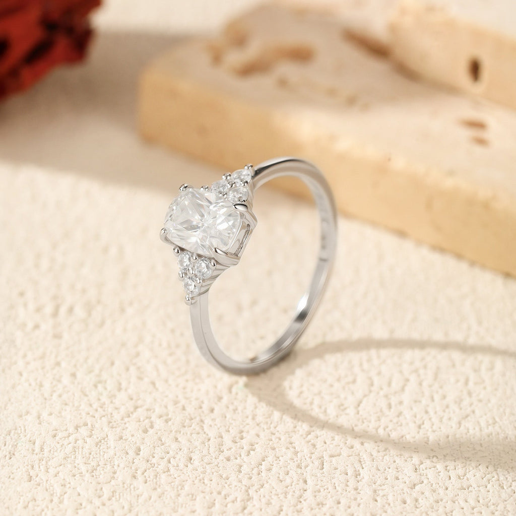 Geometric D-Color VVS1 Moissanite-Embellished Sterling Silver Engagement Ring for Women