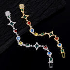 Stacking Hip Hop Zirconia Necklace and Bracelet Set in Gold or White Gold