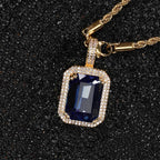 Geometric Hip Hop Necklace with Cubic Zirconia Stones in Gold or White Gold