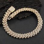 Triple-Row Diamond-Cut Cuban Chain Necklace with Cubic Zirconia Accents – Bold Hip Hop Style