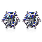 S925 Colorful Moissanite & CZ Classic 6-Prong Stud Earrings For Men Women Gift, 10 Color 0.5-2ct D-Grade VVS Certificated Moissanite Sterling Silver Studs