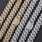 Triple-Row Diamond-Cut Cuban Chain Necklace with Cubic Zirconia Accents – Bold Hip Hop Style