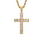 Oversized Hip Hop Cross Necklace for Men – White Gold Plated Copper with Cubic Zirconia Stones