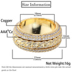 Geometric Hip Hop Ring with Cubic Zirconia Stones in Gold or White Gold