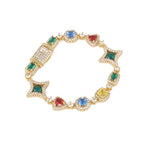 Geometric Hip Hop Bracelet with Cubic Zirconia in Gold or White Gold