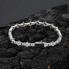 Geometric Tennis Chain Bracelet with Zirconia Stones in Gold or White Gold | Cubic Zirconia