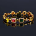 Geometric Hip Hop Chain Bracelet with Cubic Zirconia Stones in Gold or White Gold