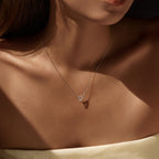 Irregular Heart Pendant Necklace in Sterling Silver with D-Color VVS1 Moissanite Accent