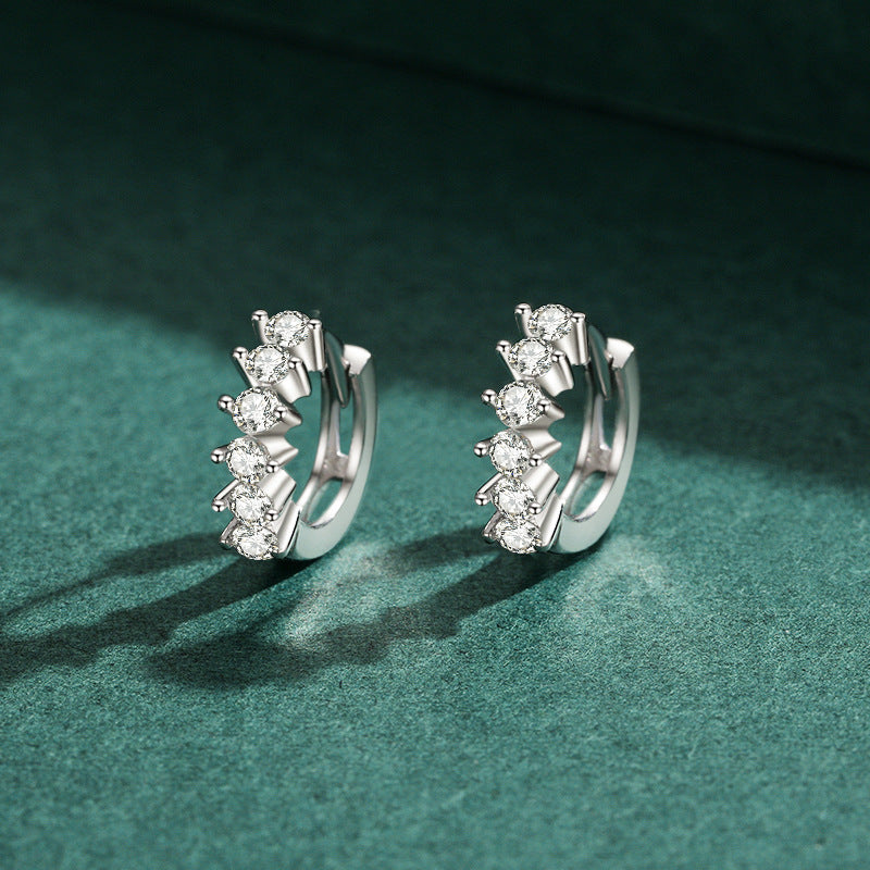 Minimalist Crystal Hoop Earrings in Sterling Silver – Modern Everyday Jewelry for Women