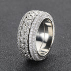 Geometric Hip Hop Ring with Cubic Zirconia Stones in Gold or White Gold
