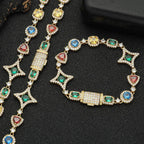 Stacking Hip Hop Zirconia Necklace and Bracelet Set in Gold or White Gold
