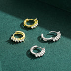 Minimalist Crystal Hoop Earrings in Sterling Silver – Modern Everyday Jewelry for Women