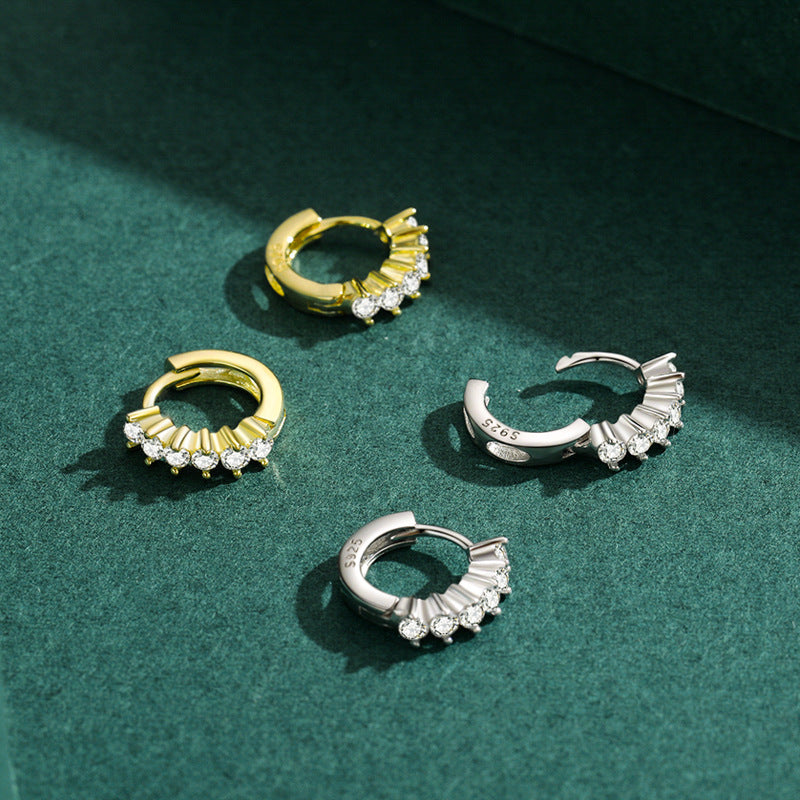 Minimalist Crystal Hoop Earrings in Sterling Silver – Modern Everyday Jewelry for Women