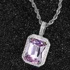 Geometric Hip Hop Necklace with Cubic Zirconia Stones in Gold or White Gold