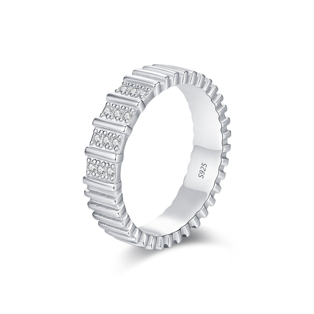 Stackable D-Color VVS1 Moissanite-Embellished Sterling Silver Engagement Ring for Women and Men