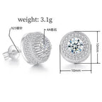 Iced Out CZ 18k Dazzling Stud Earrings, S925 Silver Post, 4 Style Options, Hip Hop Hypoallergenic 4A Cubic Zirconia Bling Studs for Men and Women